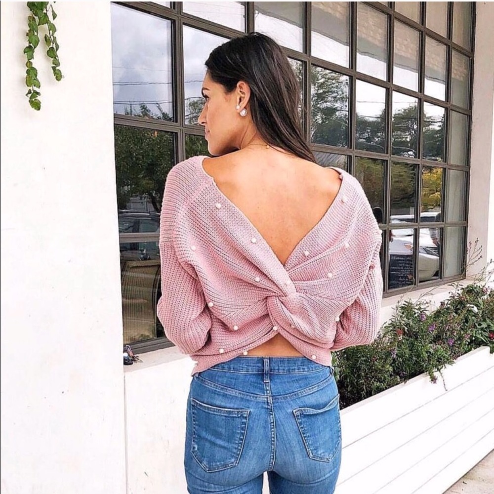 LAST 1✨ pearl twist knit sweater blush pink - Picture 2 of 6